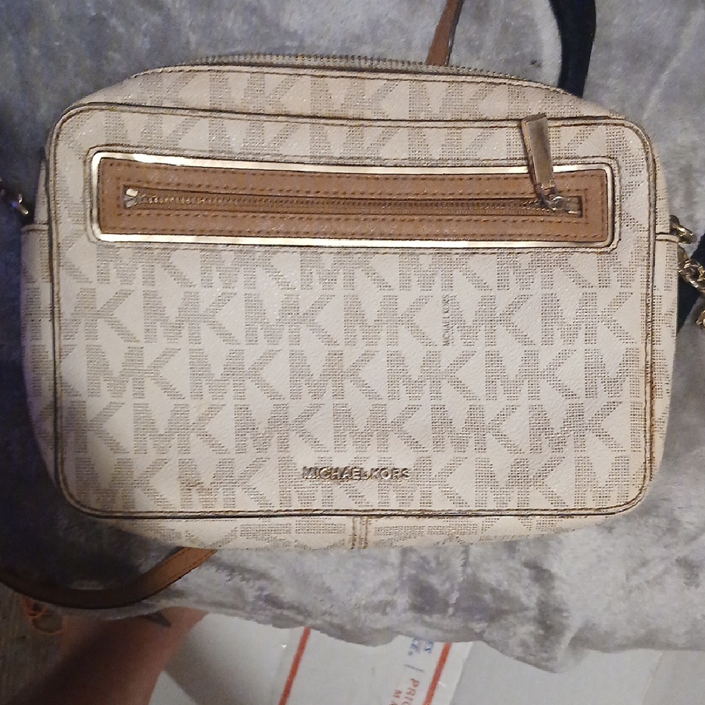 Michael Kors Beige Monogram Crossbody Bag